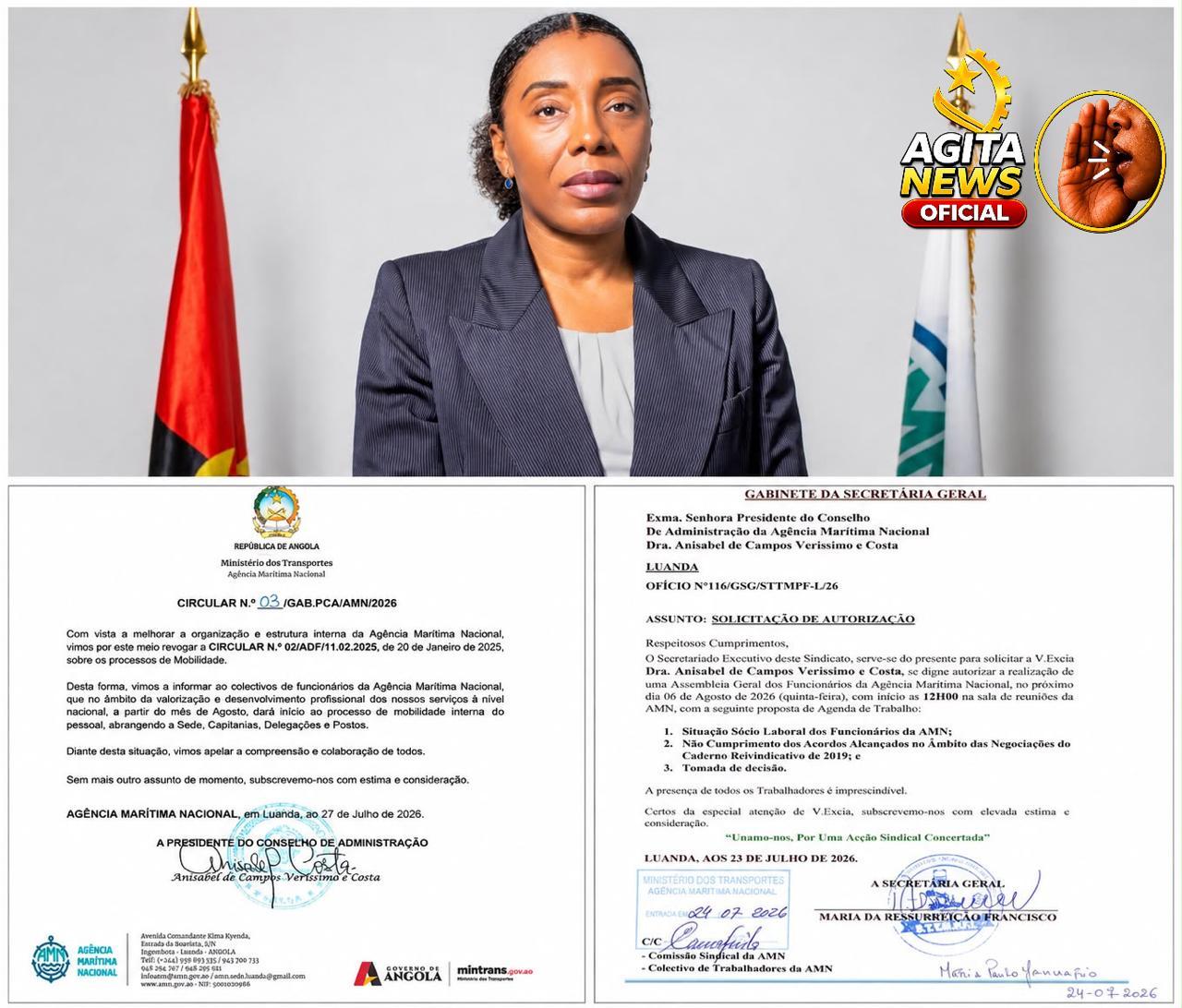 FUNCIONÁRIOS DA AGÊNCIA MARÍTIMA NACIONAL DENUNCIAM SALÁRIOS EM ATRASO, INTIMIDAÇÕES E SUPOSTA RETALIAÇÃO ATRAVÉS DE MOBILIDADE INTERNA